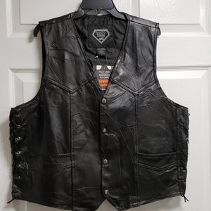 Leather motorcycle vest NWT